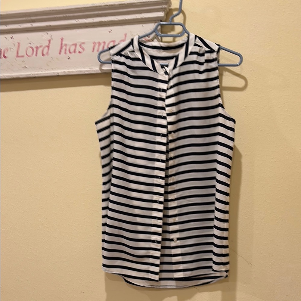 Black and White Striped Sleeveless Top
